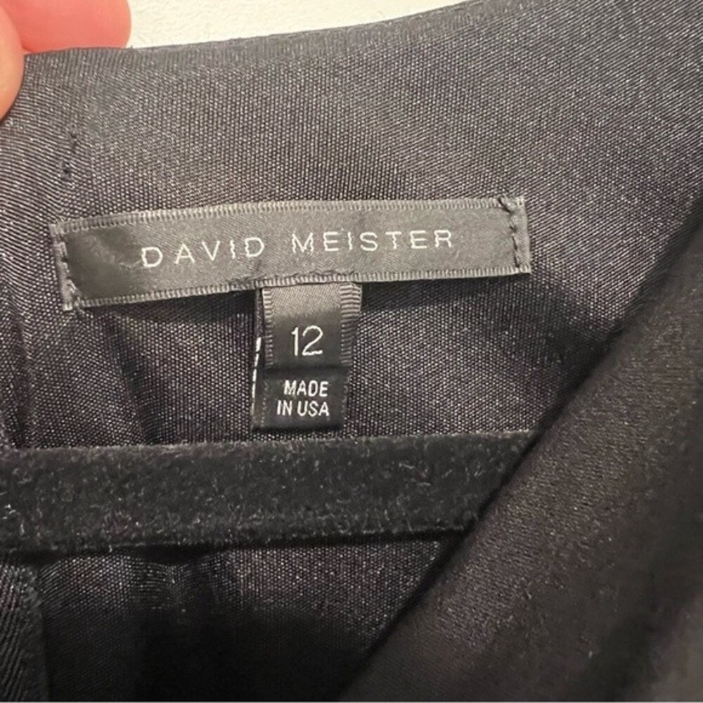 David Meister LBD | Cowl Neck Black Fitted Black Sleeveless Dress Women's Sz. 12 - Picture 5 of 10